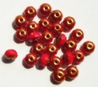 25 5x7mm Faceted Opaque Red & Copper Donut Beads